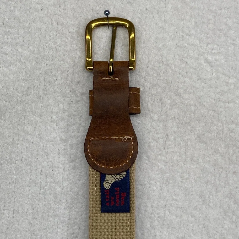 A TAIL WE COULD WAG Belt Adult 36 Handmade Cotton Weave and Leather Traditional